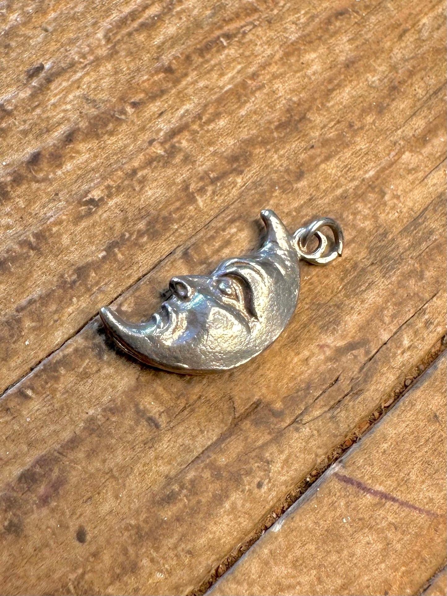Moon Face Happy and Sad 925 Sterling Silver Charm Pendant