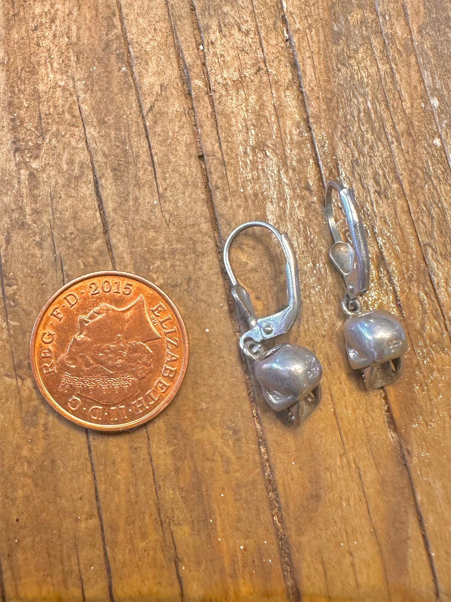 Skull Dangle 925 Sterling Silver Earrings