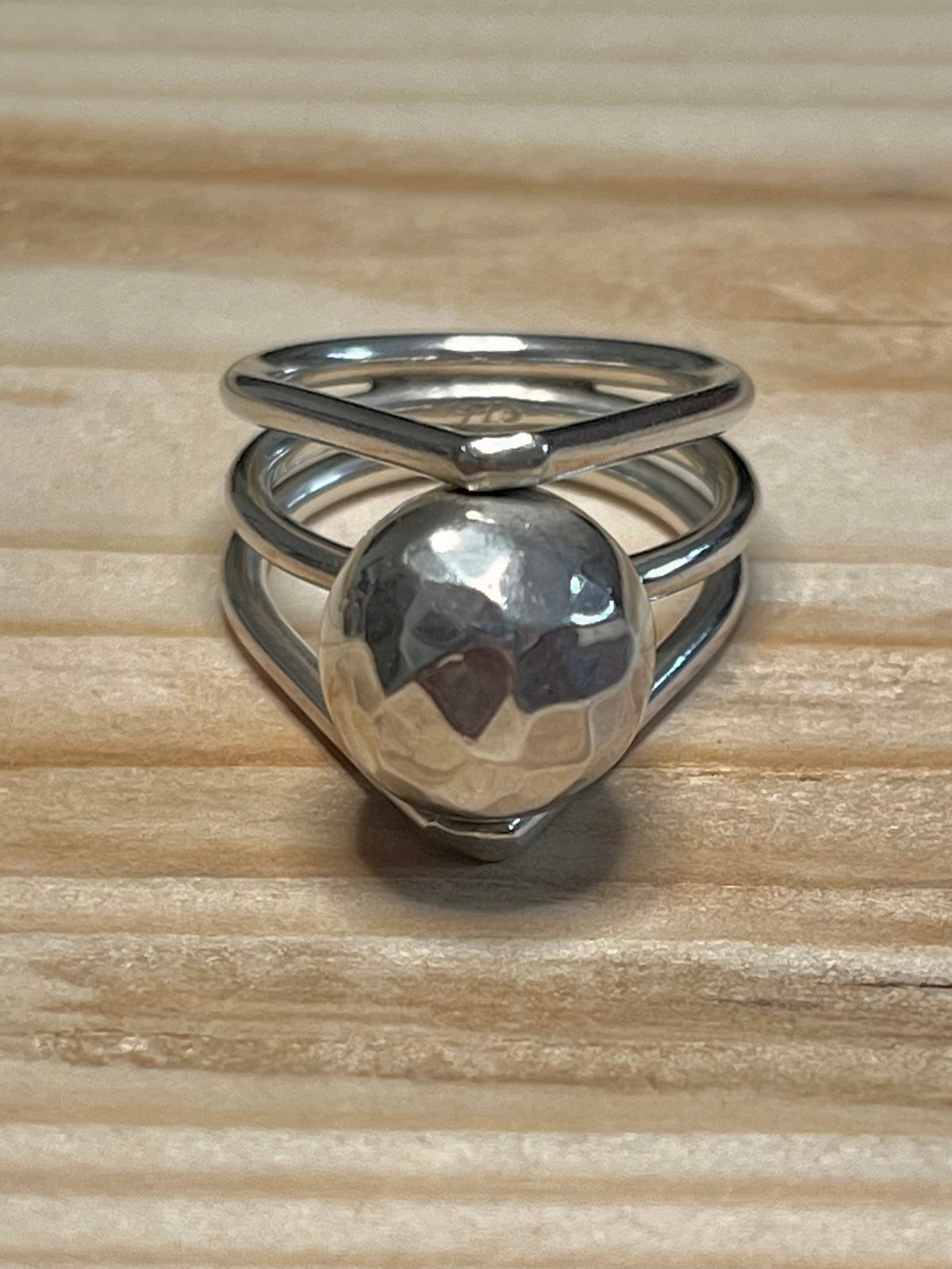 Geometric Sphere Multi Band 925 Sterling Silver Size M1/2 Ring