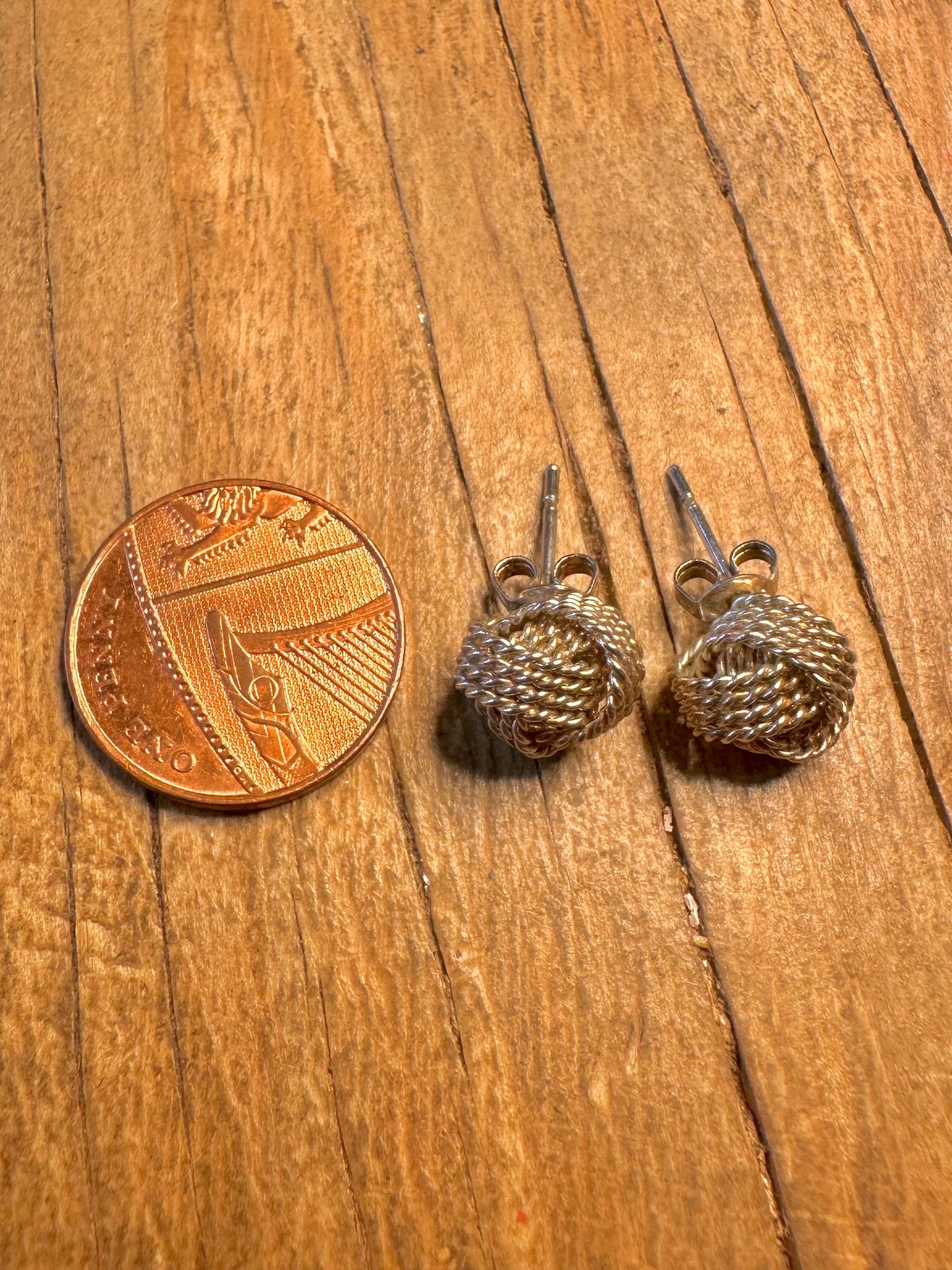 Vintage Twisted Knot 925 Sterling Silver Stud Earrings