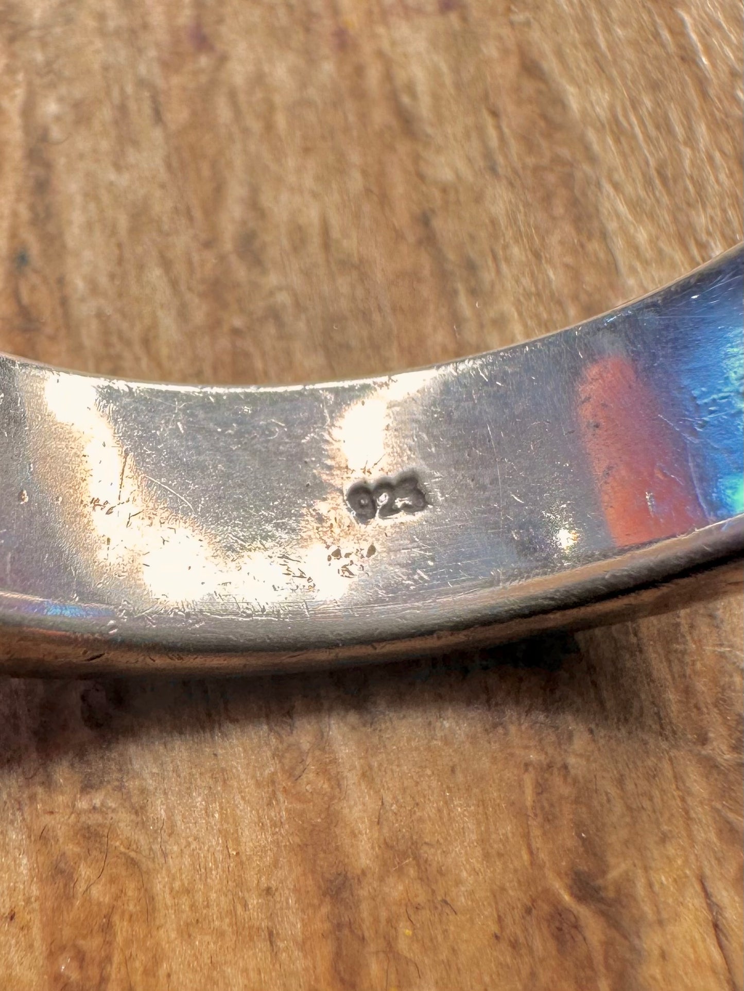 Bandring, quadratisch, liniert, 925er Sterlingsilber, Größe Y