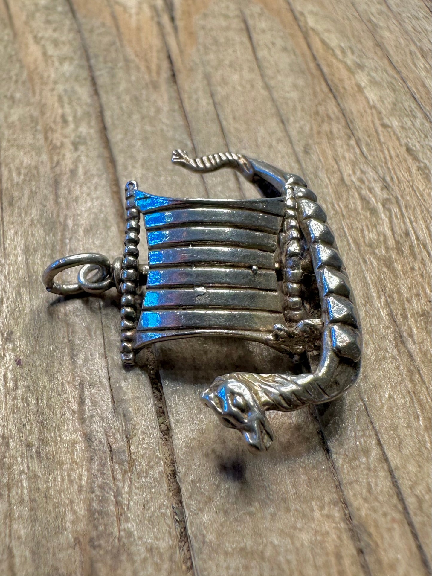 Vintage Viking Boat 925 Sterling Silver Charm Pendant