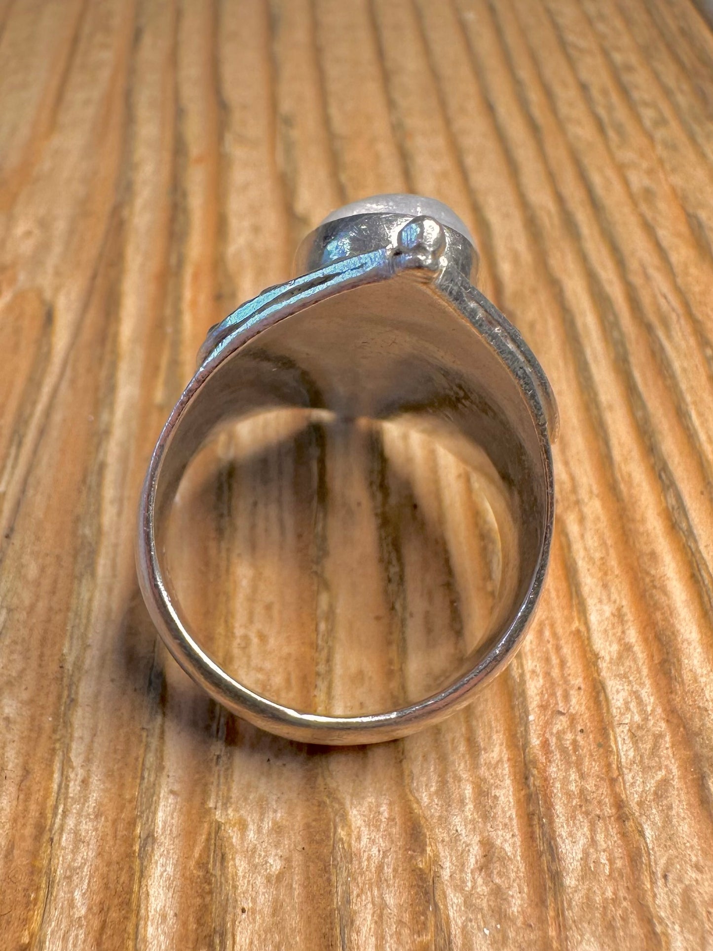 Moonstone Ornate Chunky 925 Sterling Silver Size R Ring