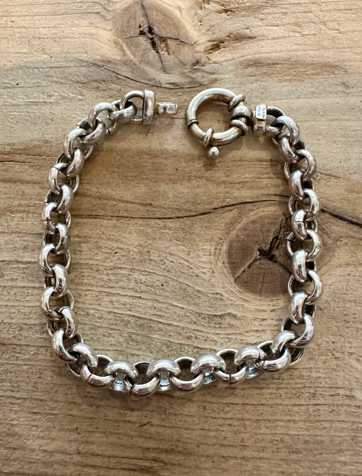 Vintage Chunky Belcher Italian 925 Silver 8 inch Bracelet