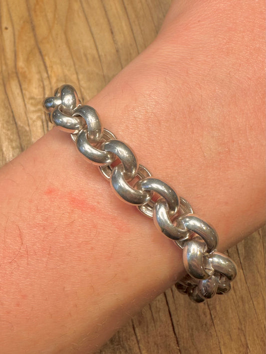 Vintage klobige Belcher-Kette 925 Sterling Silber 8,5 Zoll Armband