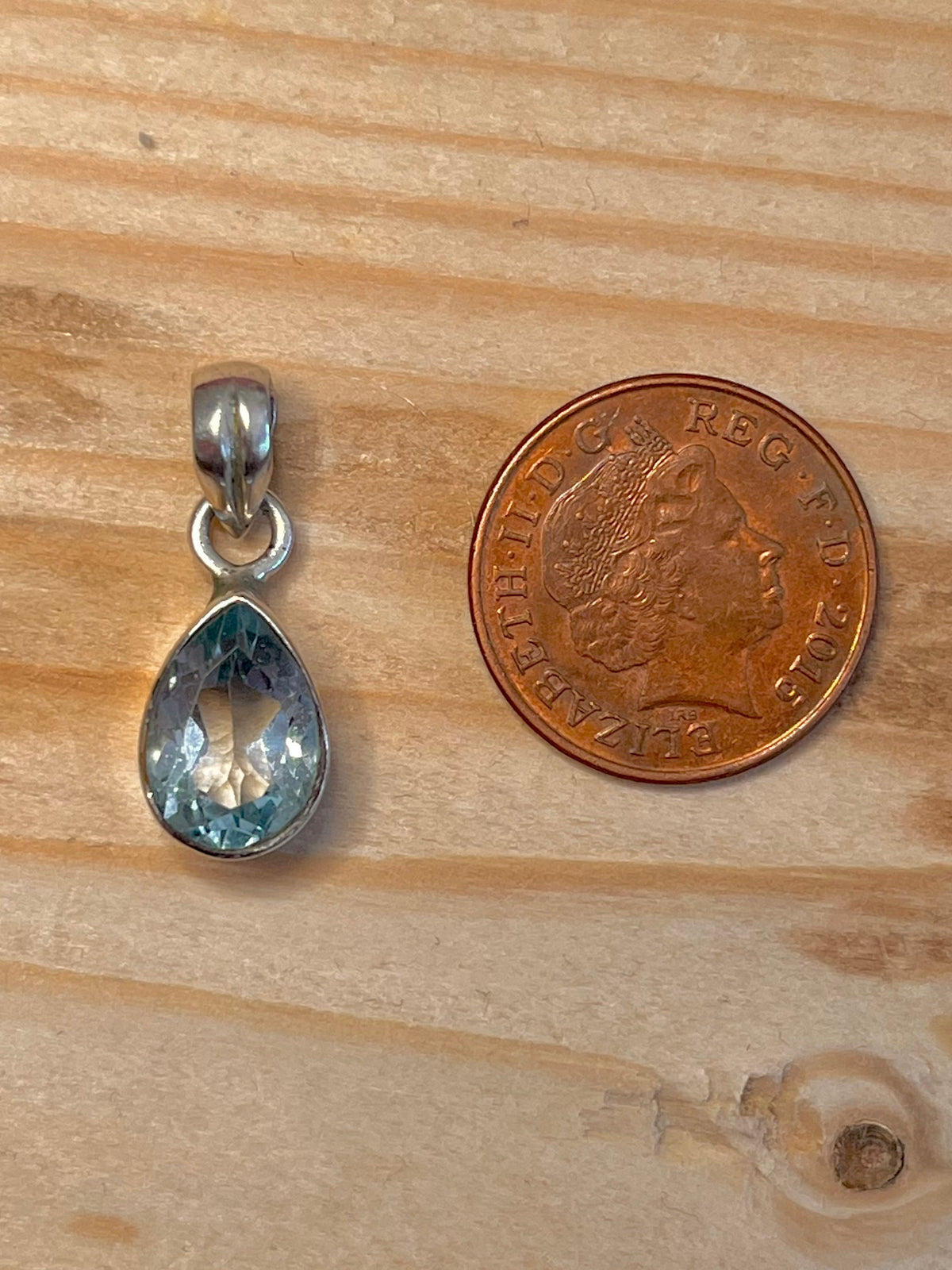 Blue Topaz Tear Drop 925 Sterling Silver Pendant