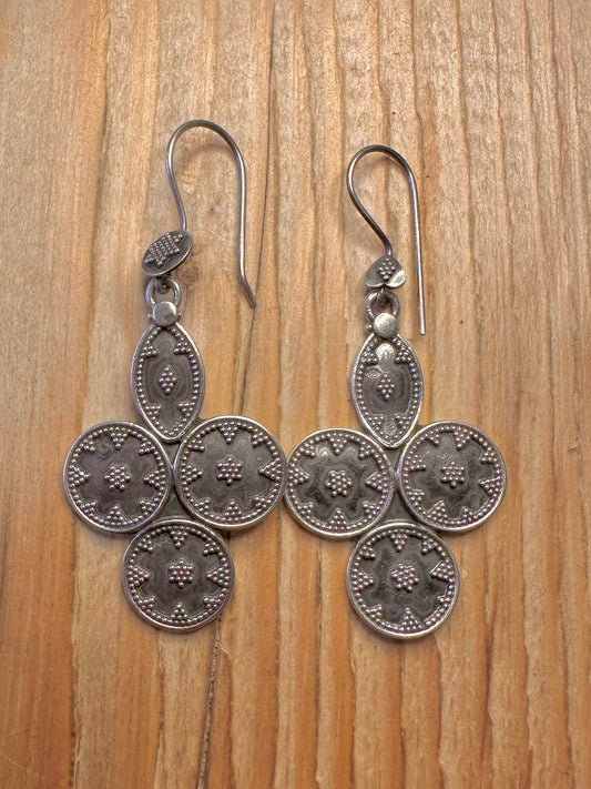 Vintage Tribal Ornate 925 Sterling Silver Earrings