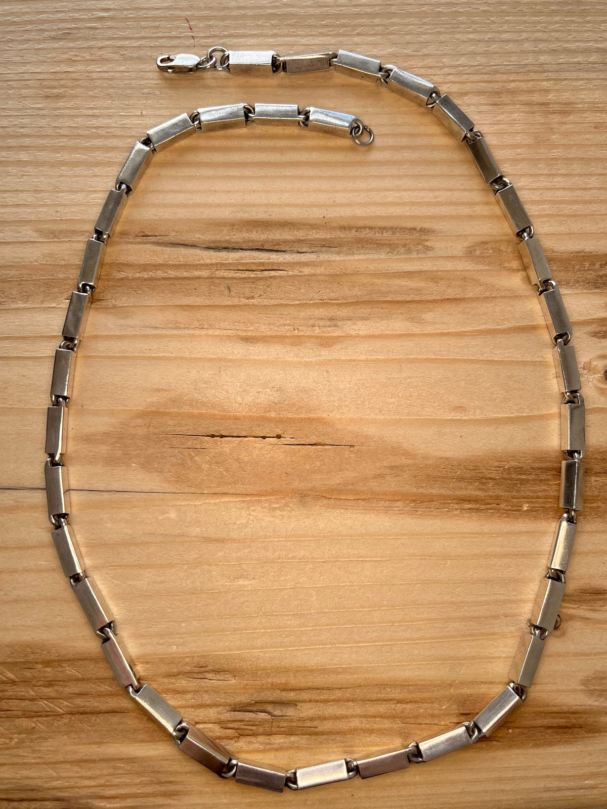 Modernist Bar Link 925 Sterling Silver 20.5 Inch Necklace