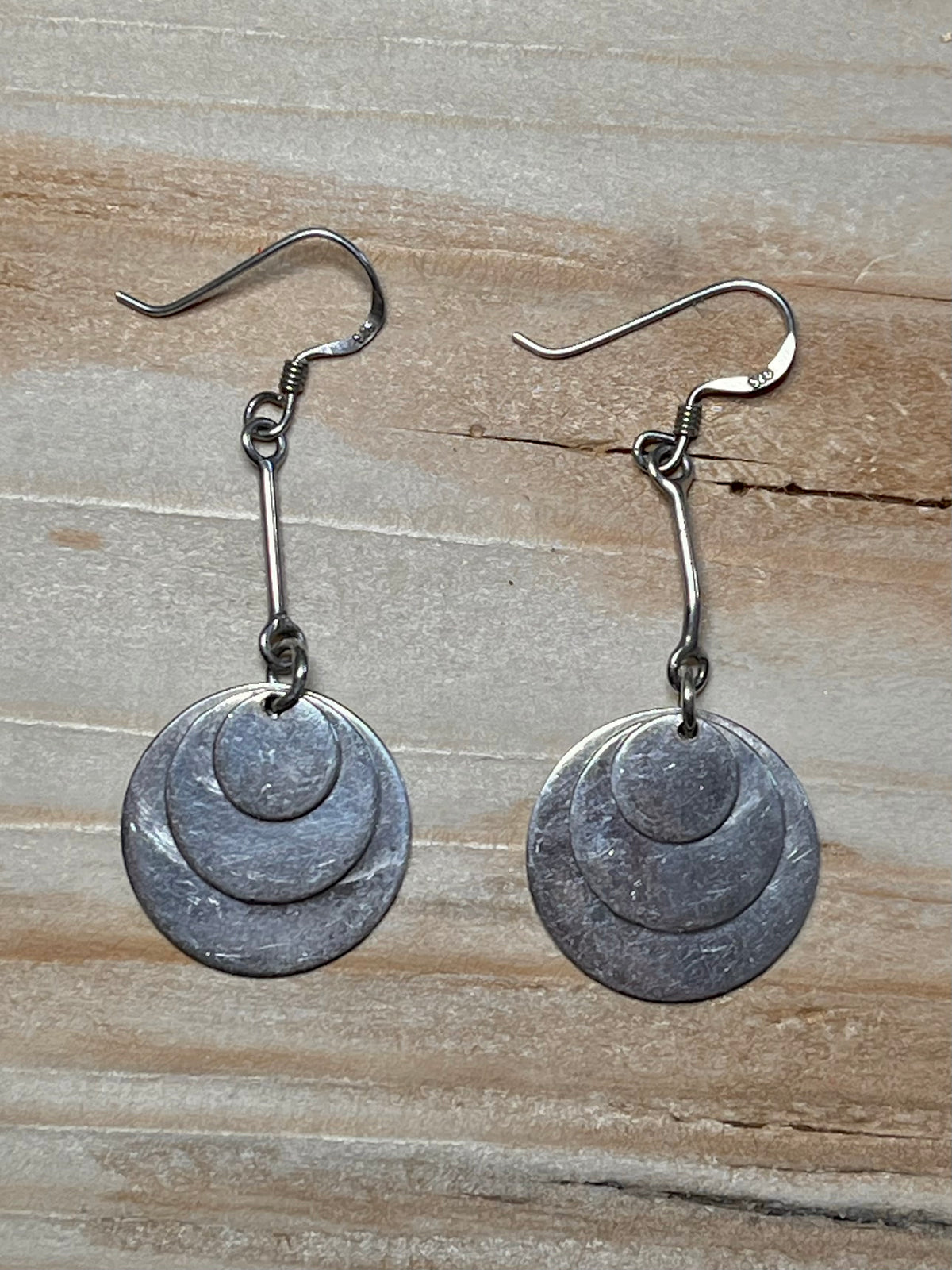 Stacked Circle 925 Sterling Silver Drop Earrings