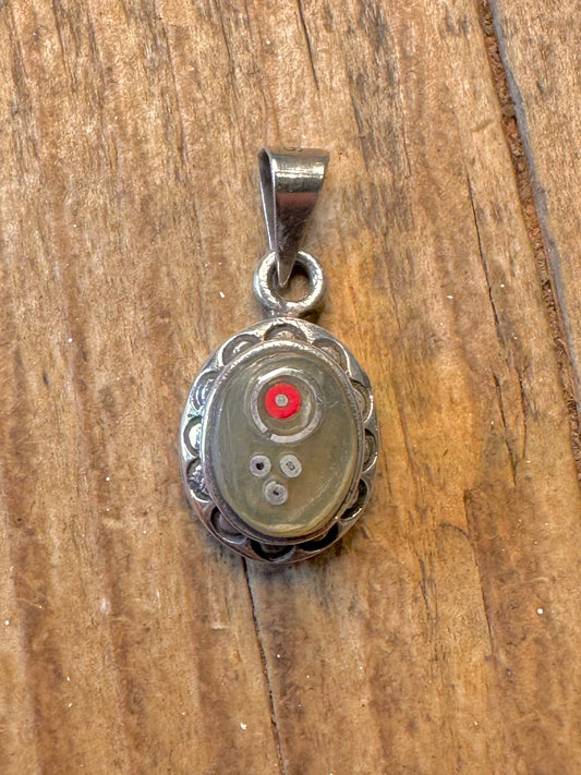 Oval Red Dot Translucent 925 Sterling Silver Pendant