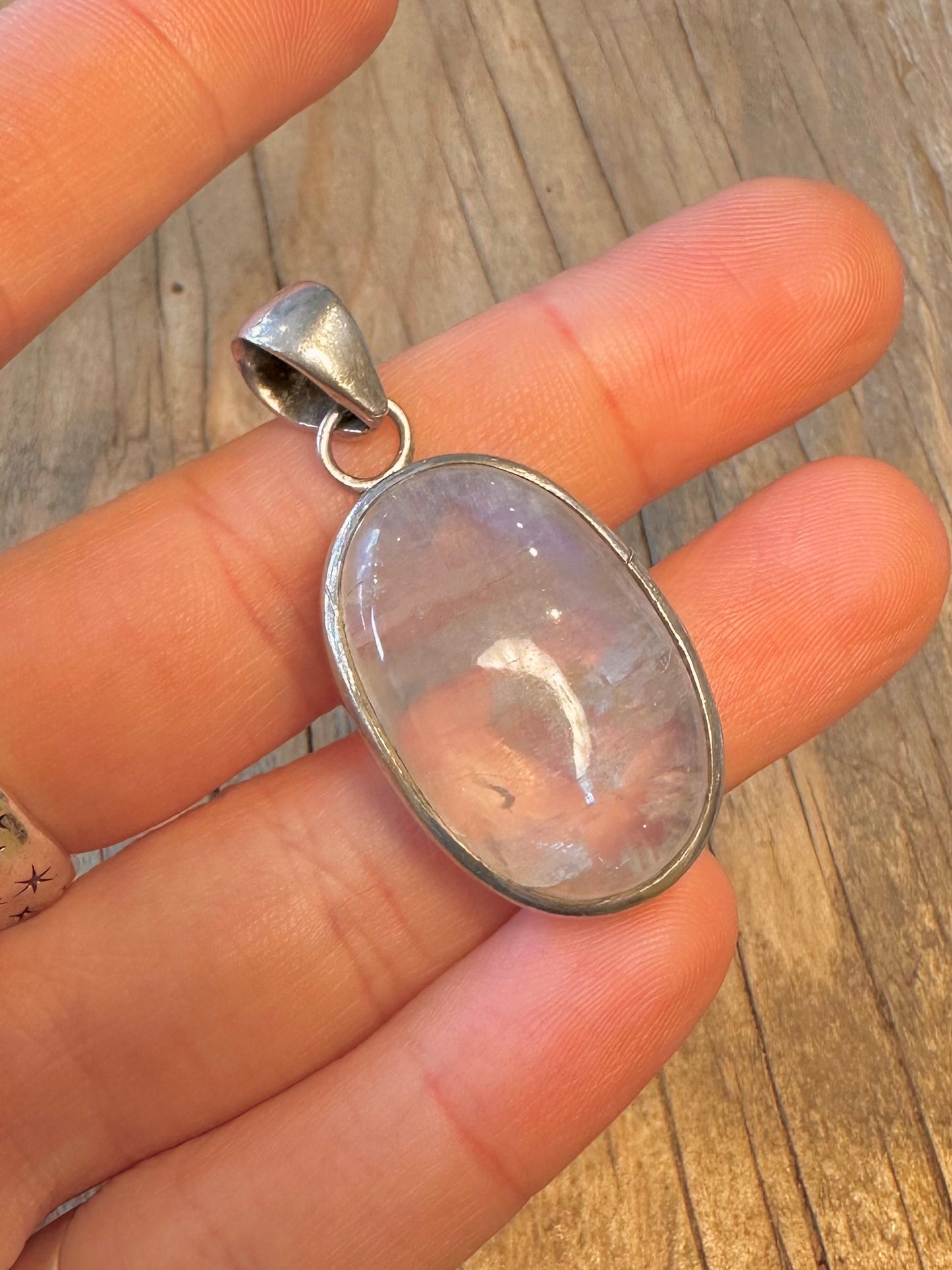 Mondstein Oval 925 Sterling Silber Anhänger