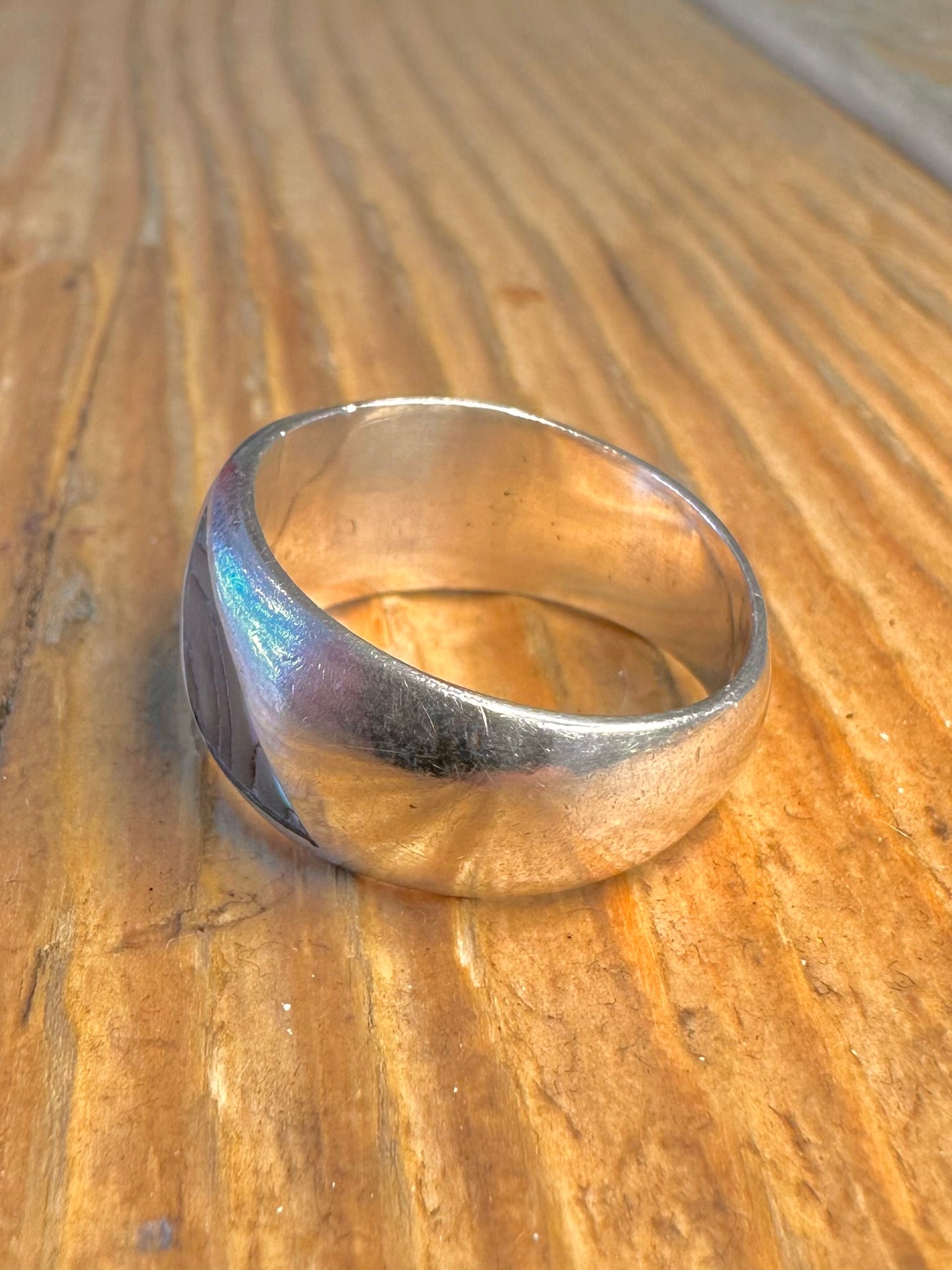 Abalone Inlay Dome 925 Sterling Silver Size P1/2 Ring