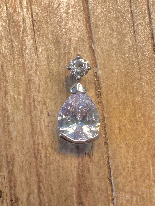 Modern White CZ Pear Shaped 925 Sterling Silver Pendant