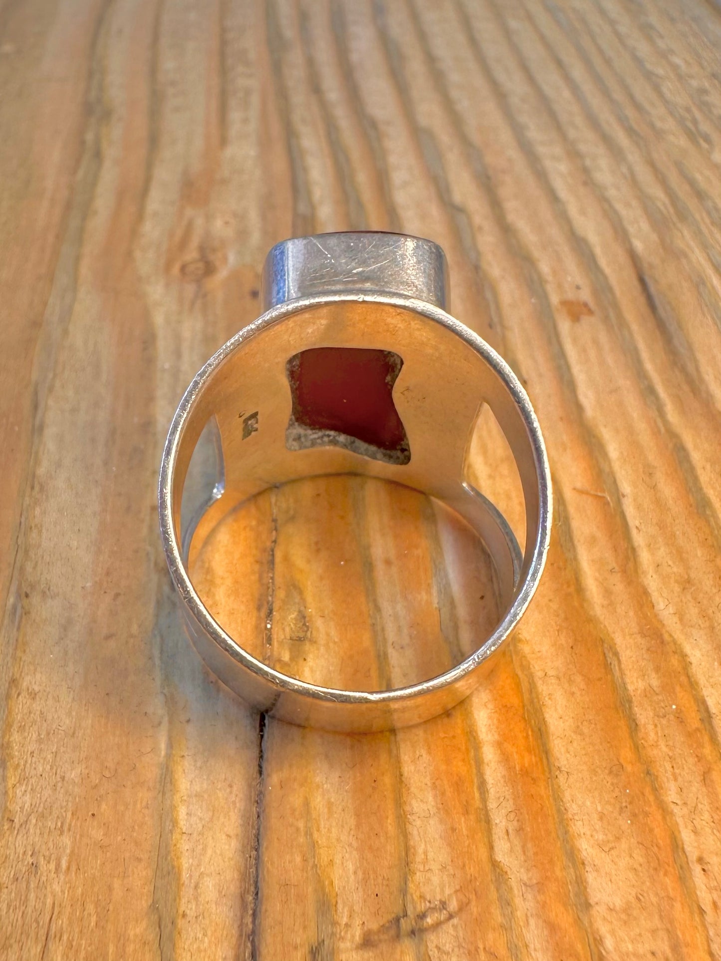 Polished Red Jasper 925 Sterling Silver Size T1\2 Ring