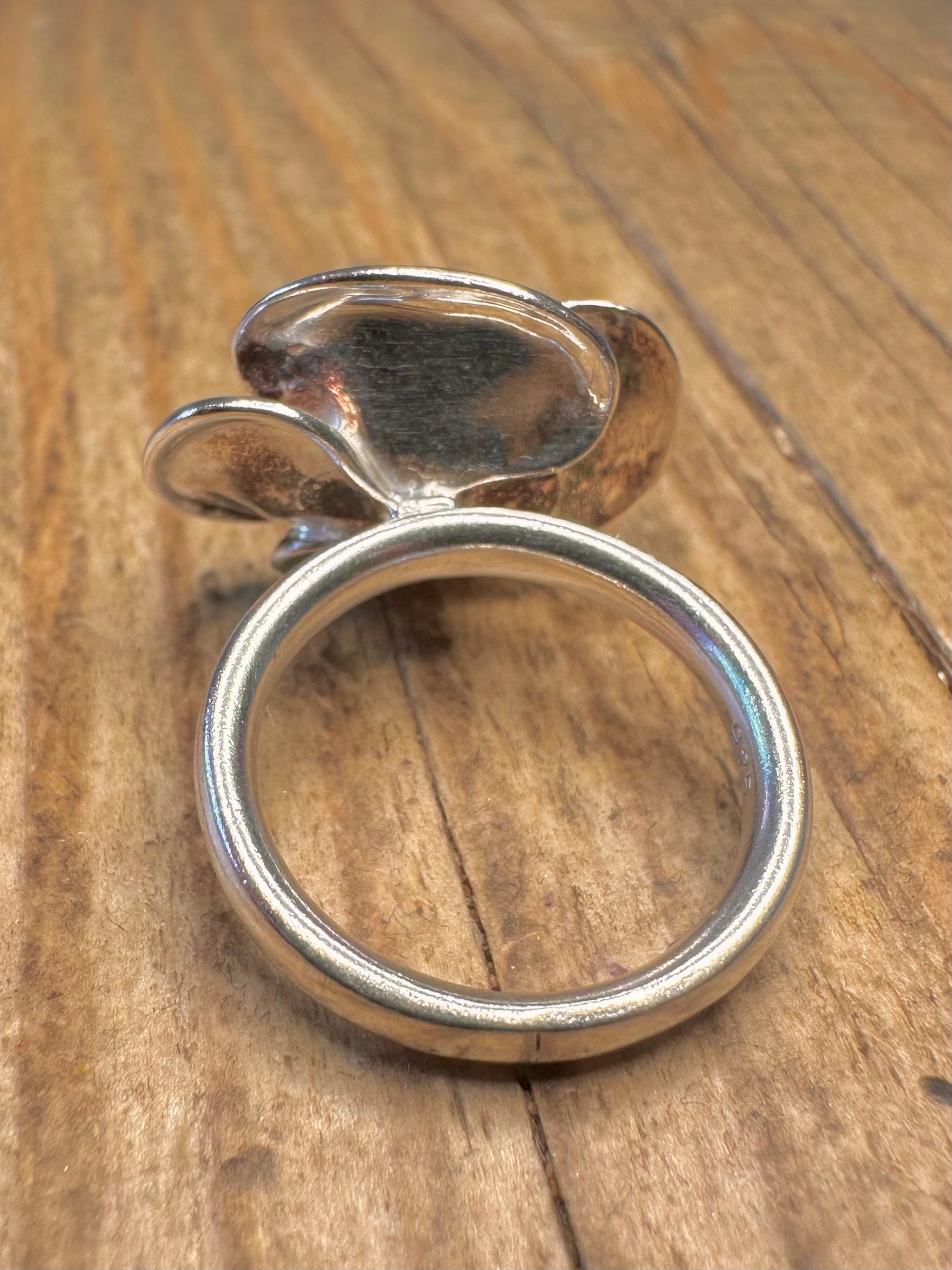 Abstrakter Blumen-Ring aus 925er Sterlingsilber, Größe J