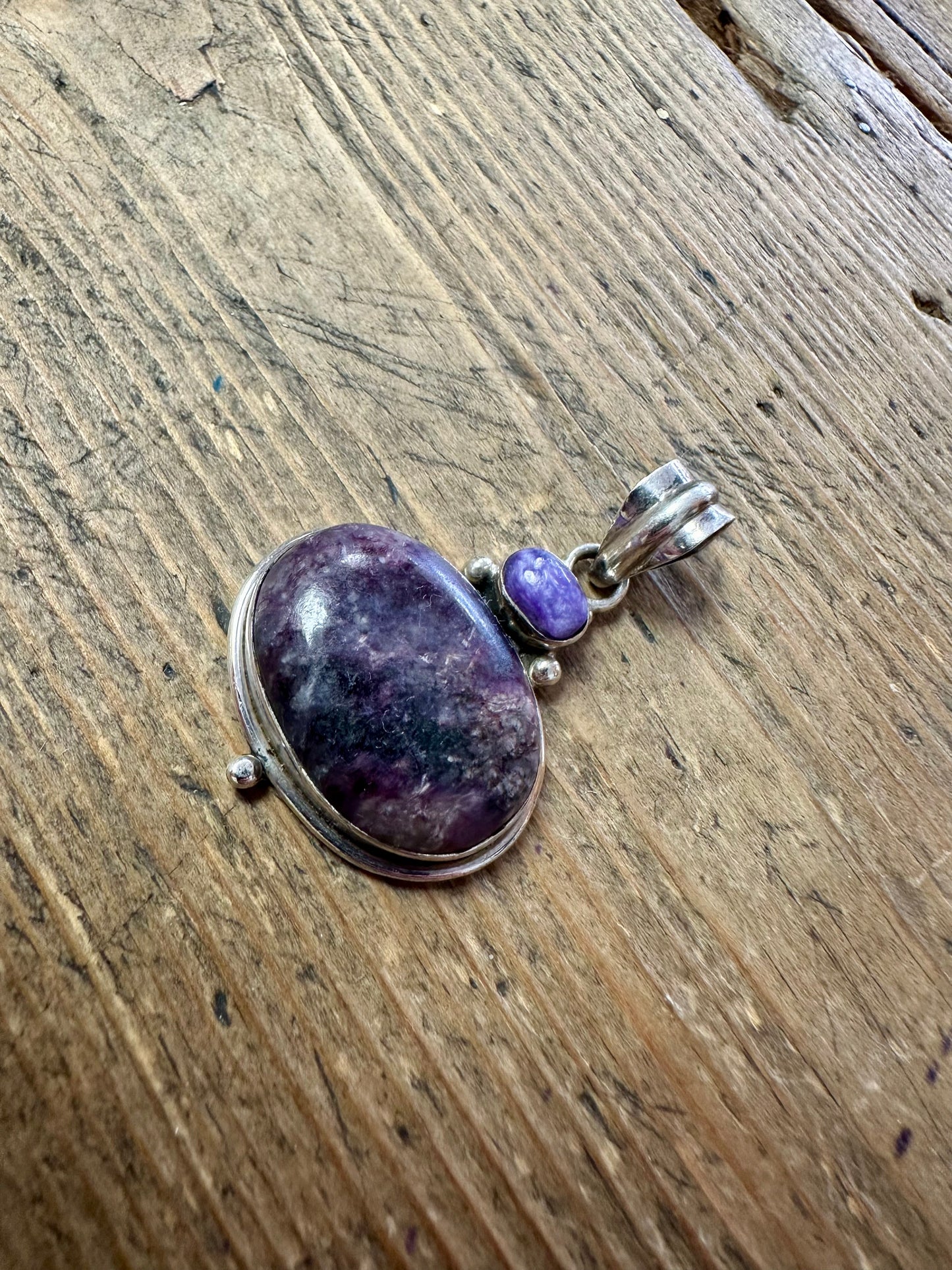 Vintage Purple Agate 925 Silver Pendant