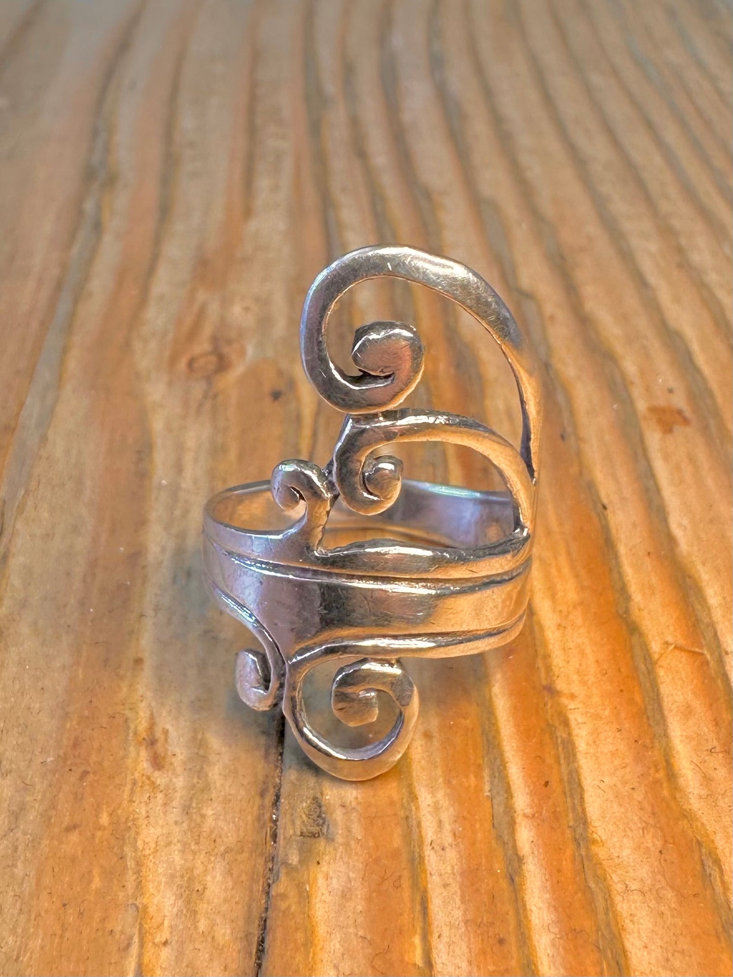 Boho Style Swirl 925 Sterling Silver Size N Ring