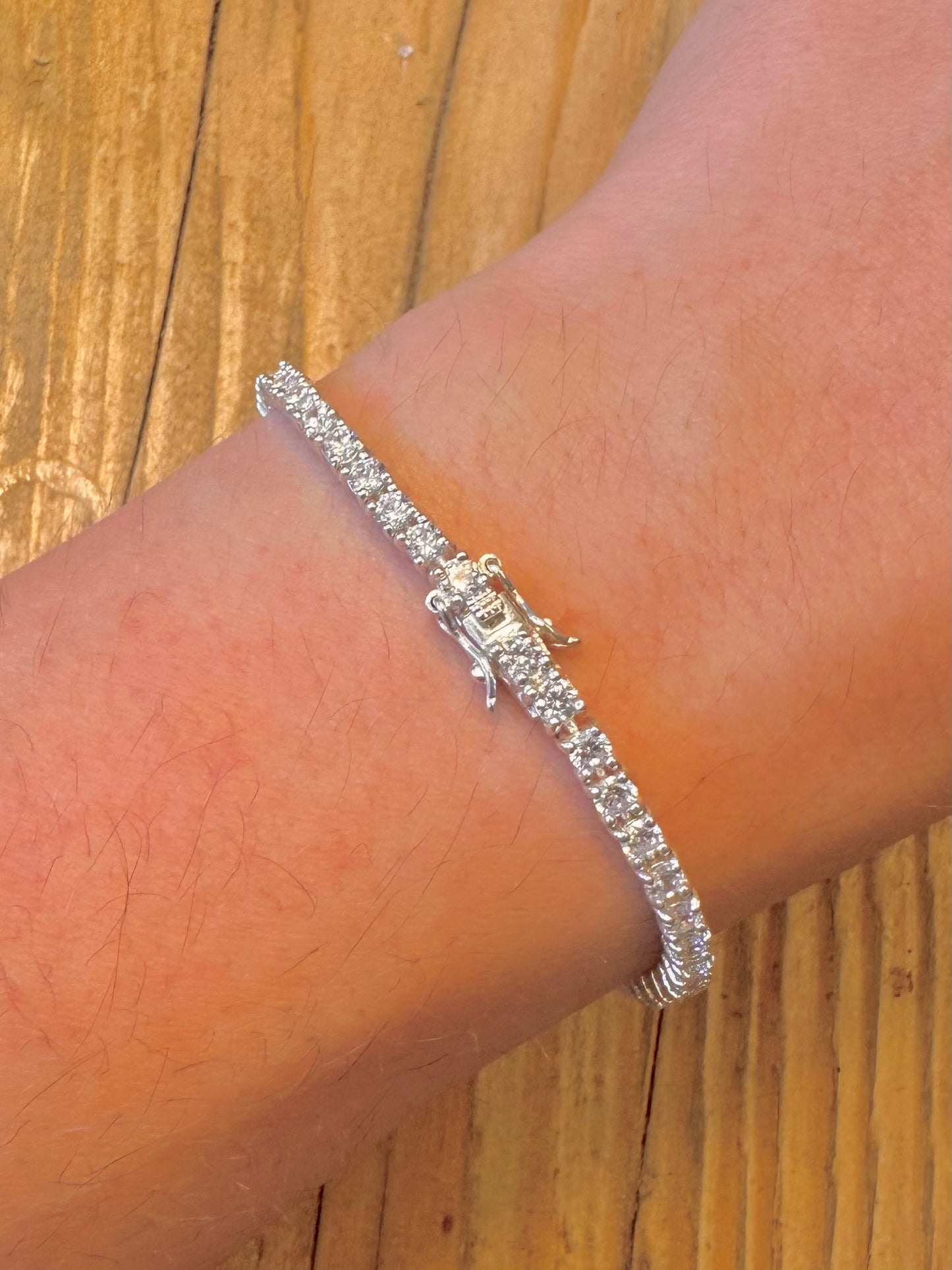 White CZ Stone Tennis Bracelet 925 Sterling Silver 7.2 inch Bracelet