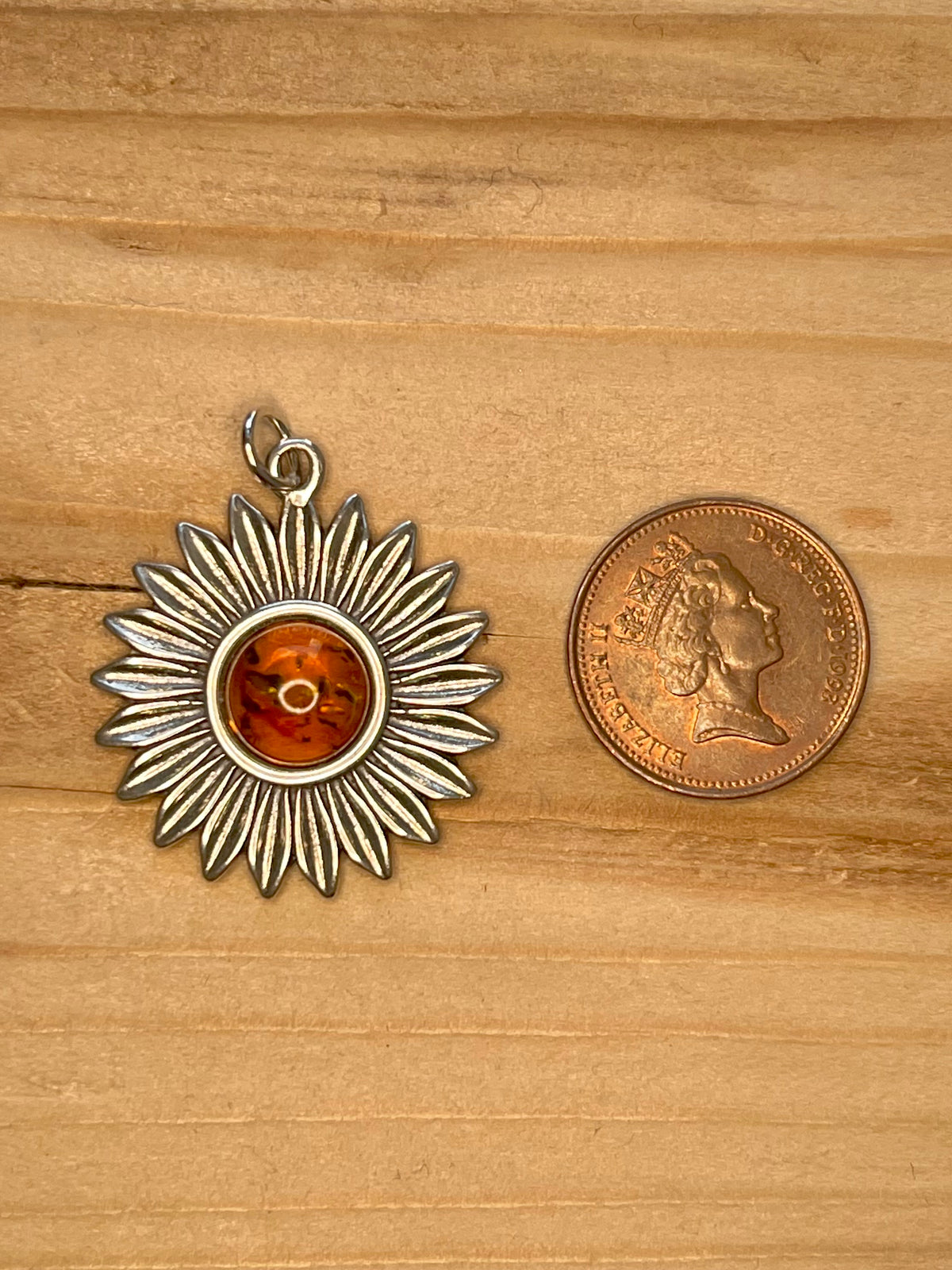 Amber Flower 925 Sterling Silver Pendant