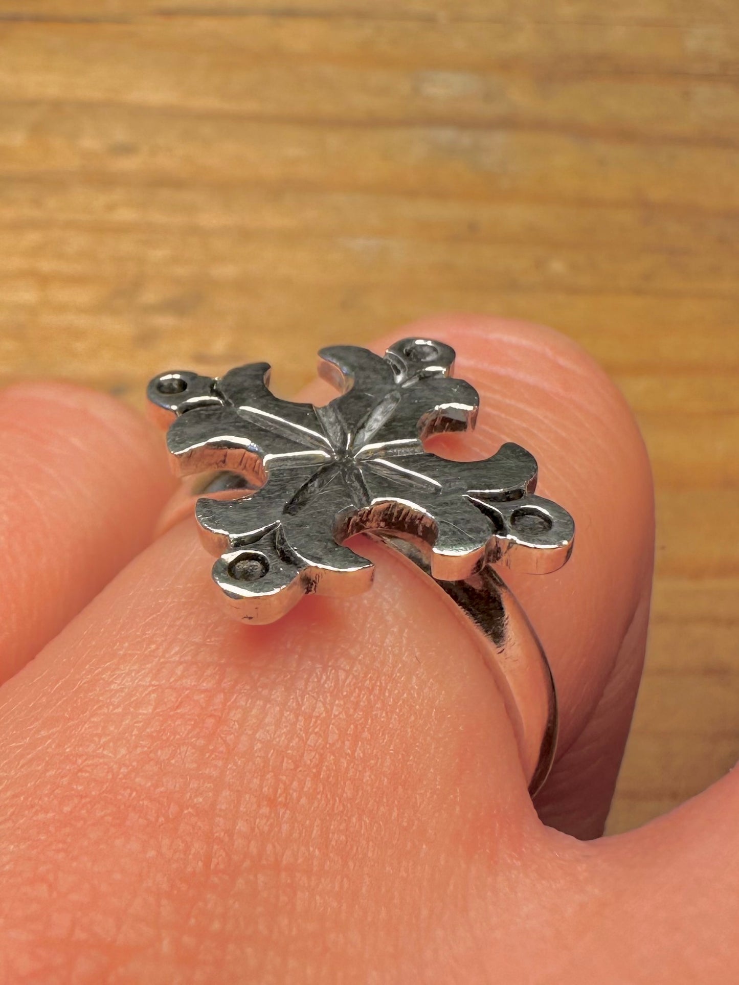 Vintage Medieval Style Cross 925 Sterling Silver Size P Ring