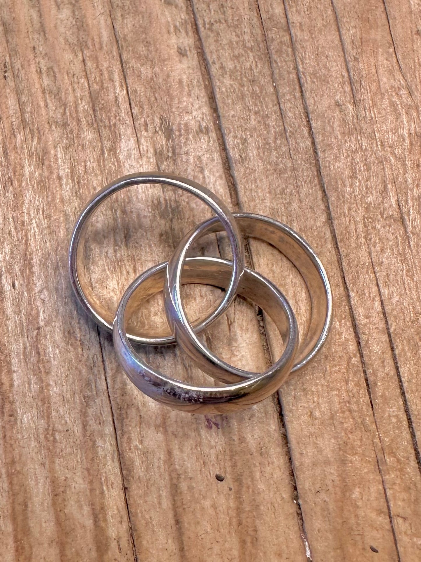 Moderner 2015er Dreifach-Band 925er Sterling Silber Ring Größe L