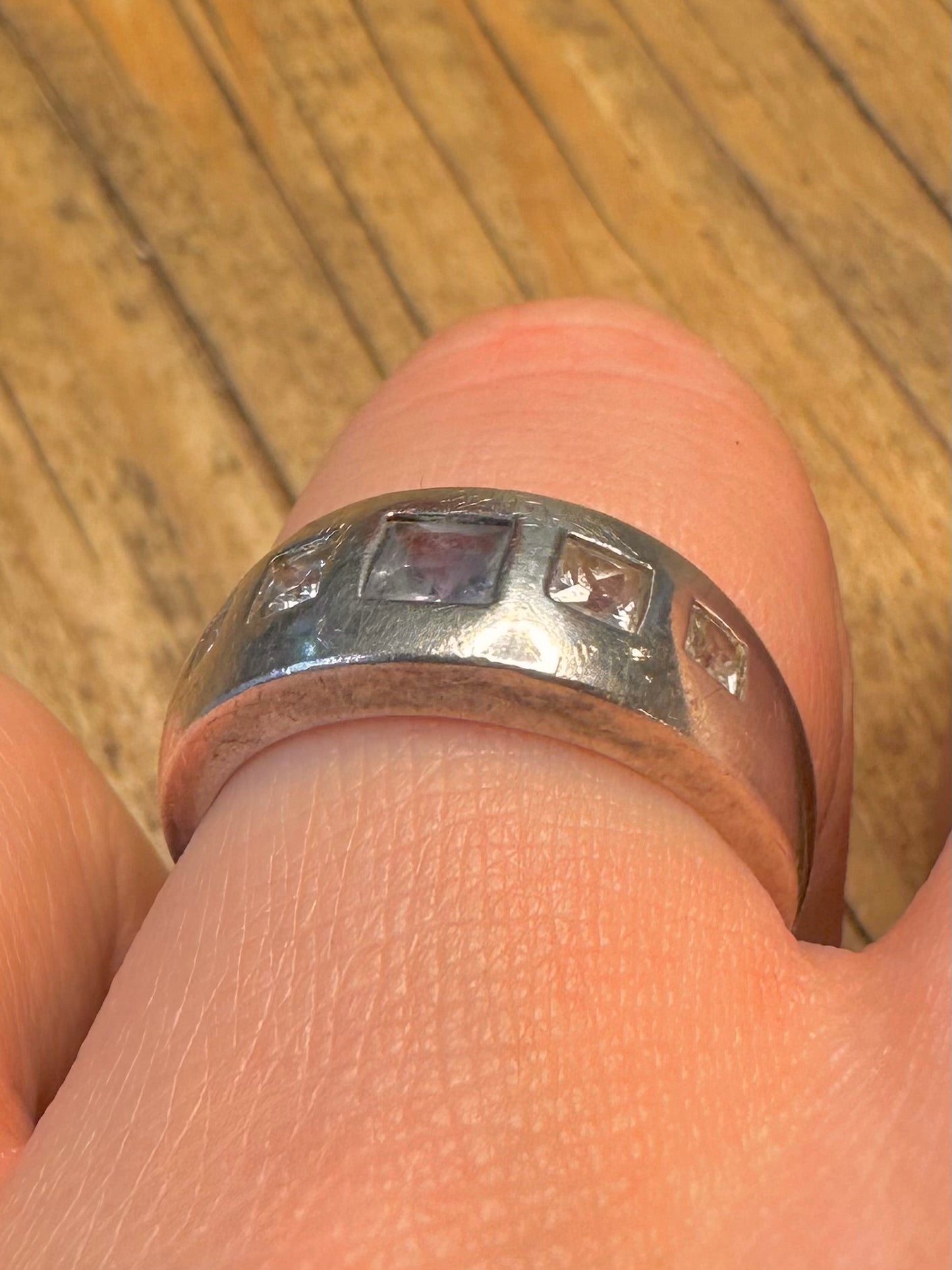Blue and White CZ 925 Sterling Silver Size O Ring