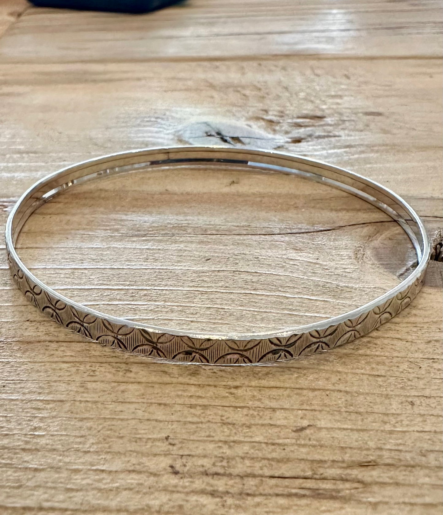 Vintage Engraved Design 925 Silver India Bangle