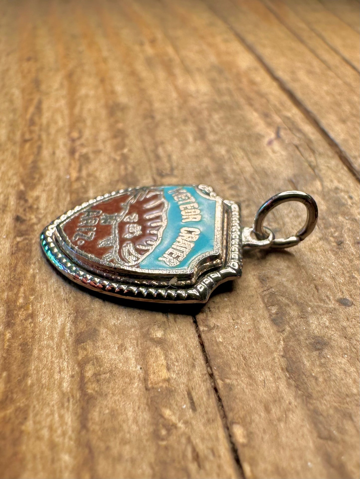 Meteor Crater Arizona Enamel Crest 925 Sterling Silver Charm Pendant
