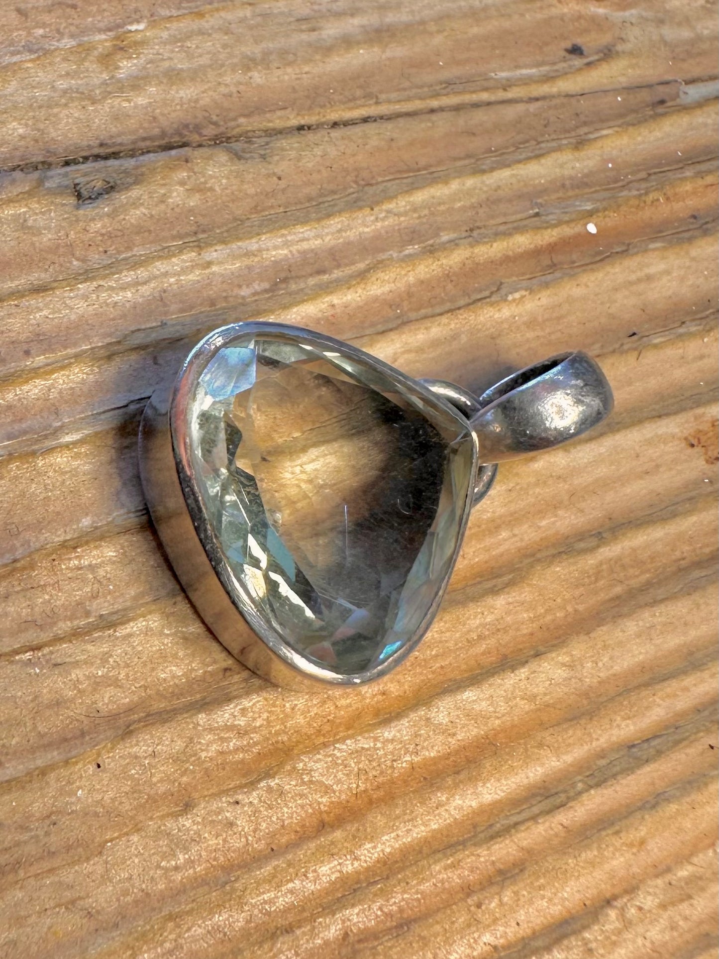 Green Amethyst Pear Cut 925 Sterling Silver Pendant
