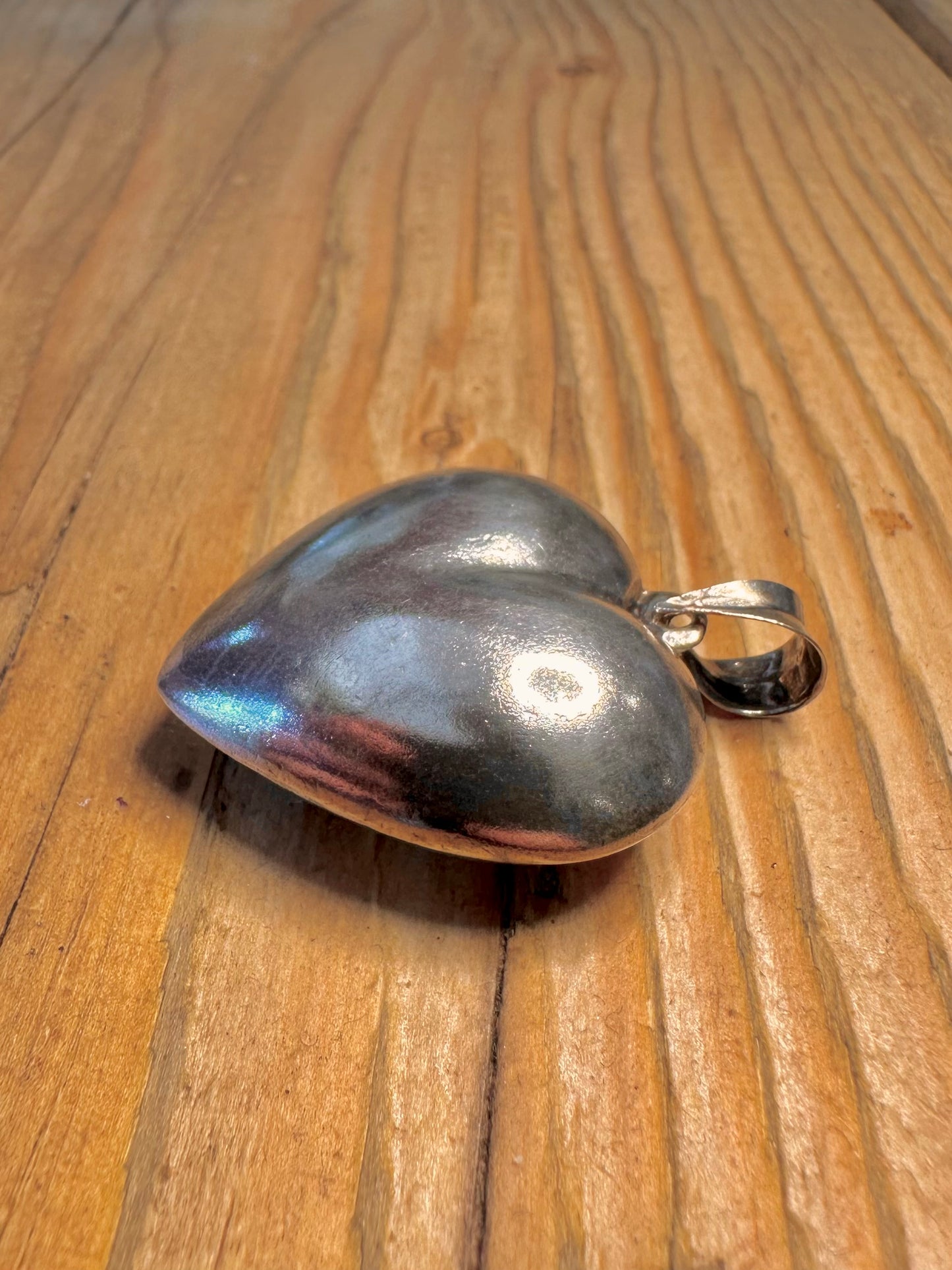Large Puff Heart 925 Sterling Silver Pendant