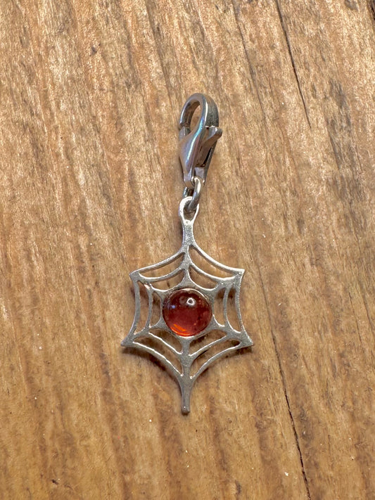 Bernstein Spinnennetz Verschluss 925 Sterling Silber Charm Anhänger