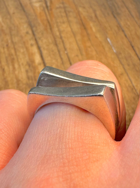 Abstract Overlapping Rectangles 925 Sterling Silver Size Q Ring