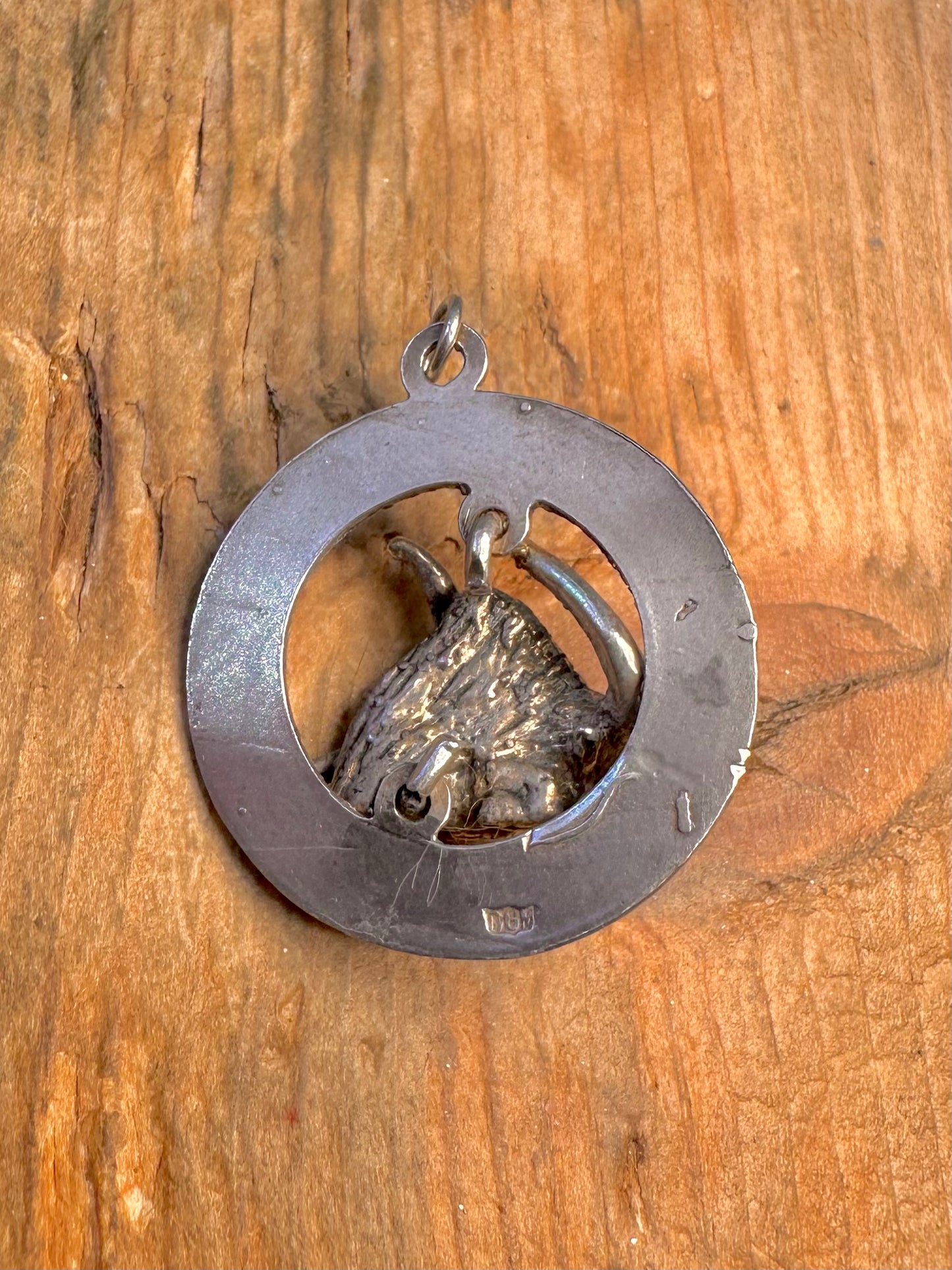 Textured Detailed Taurus Bull 925 Sterling Pendant