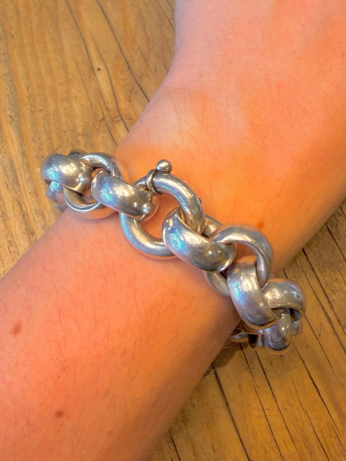 Chunky Belcher Chain Bolt Clasp 925 Sterling Silver 9 inch Bracelet