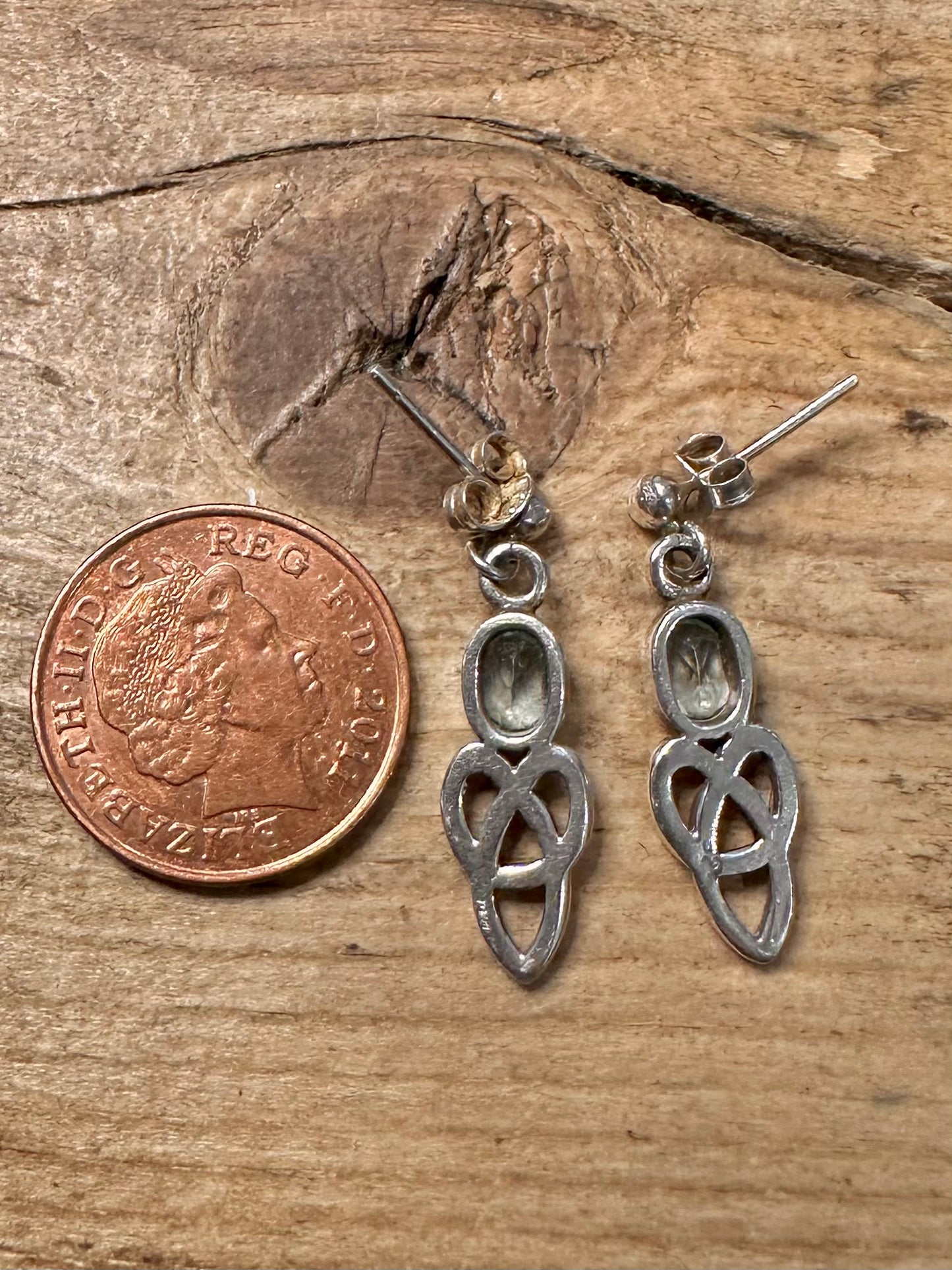 Vintage Blue Topaz Celtic 925 Silver Earrings