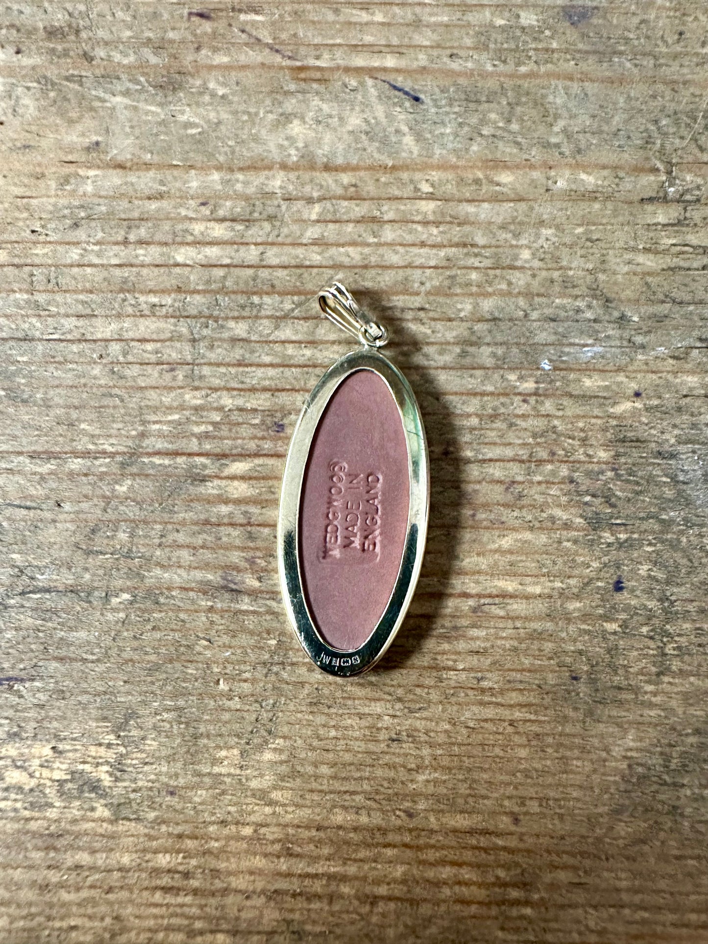 Vintage 1982 Red Wedgewood Made in England Gold on 925 Silver Pendant