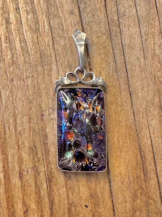 Vintage Thomas Mott Butterfly Glass 925 Sterling Silver Pendant