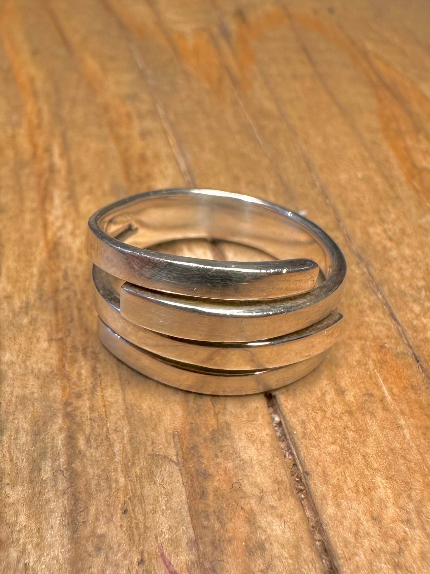 Abstract Overlapping 925 Sterling Silver Size K Ring