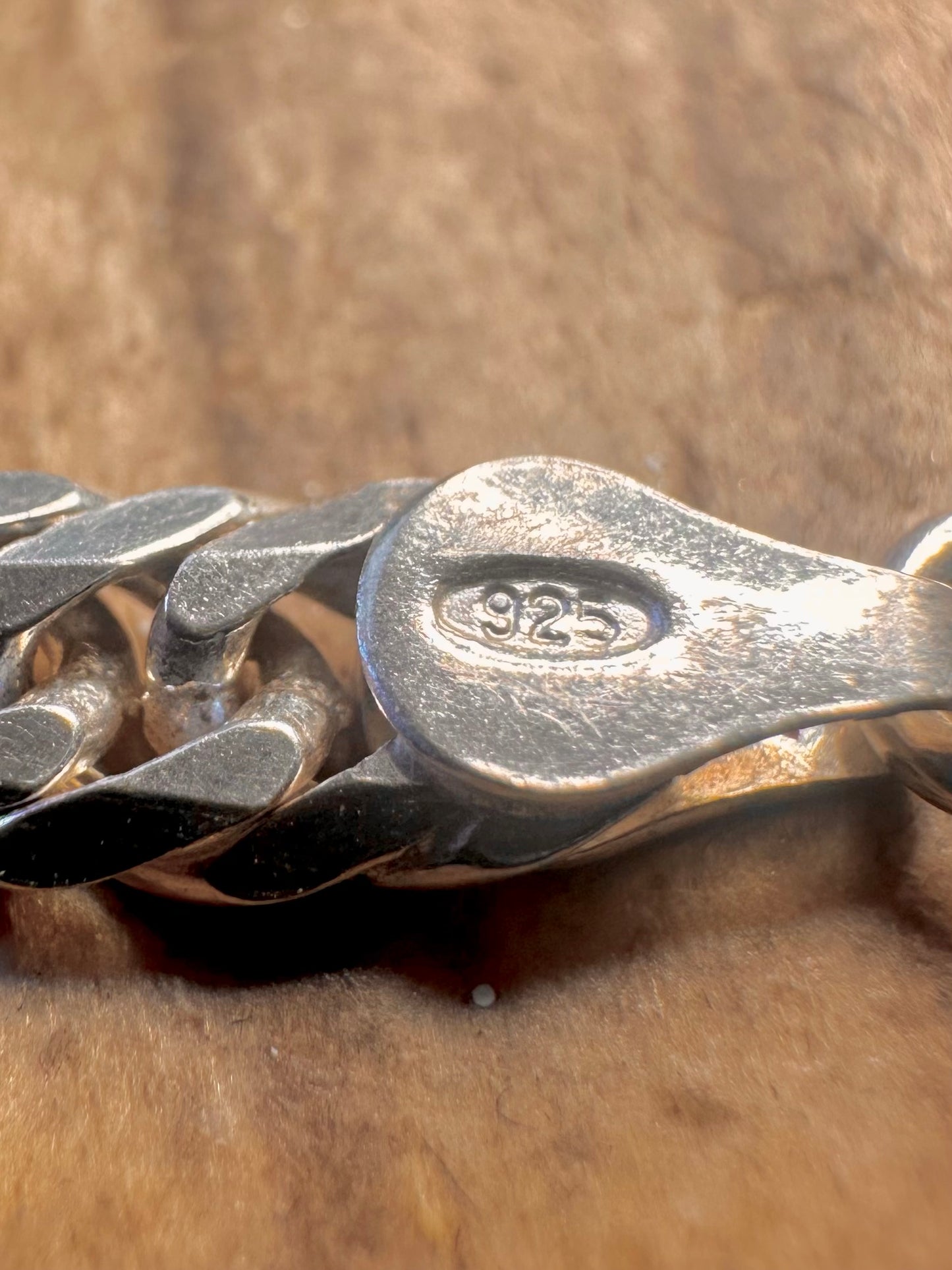 Halskette aus geschlossener Gliederkette, 925er Sterlingsilber, 39,6 cm