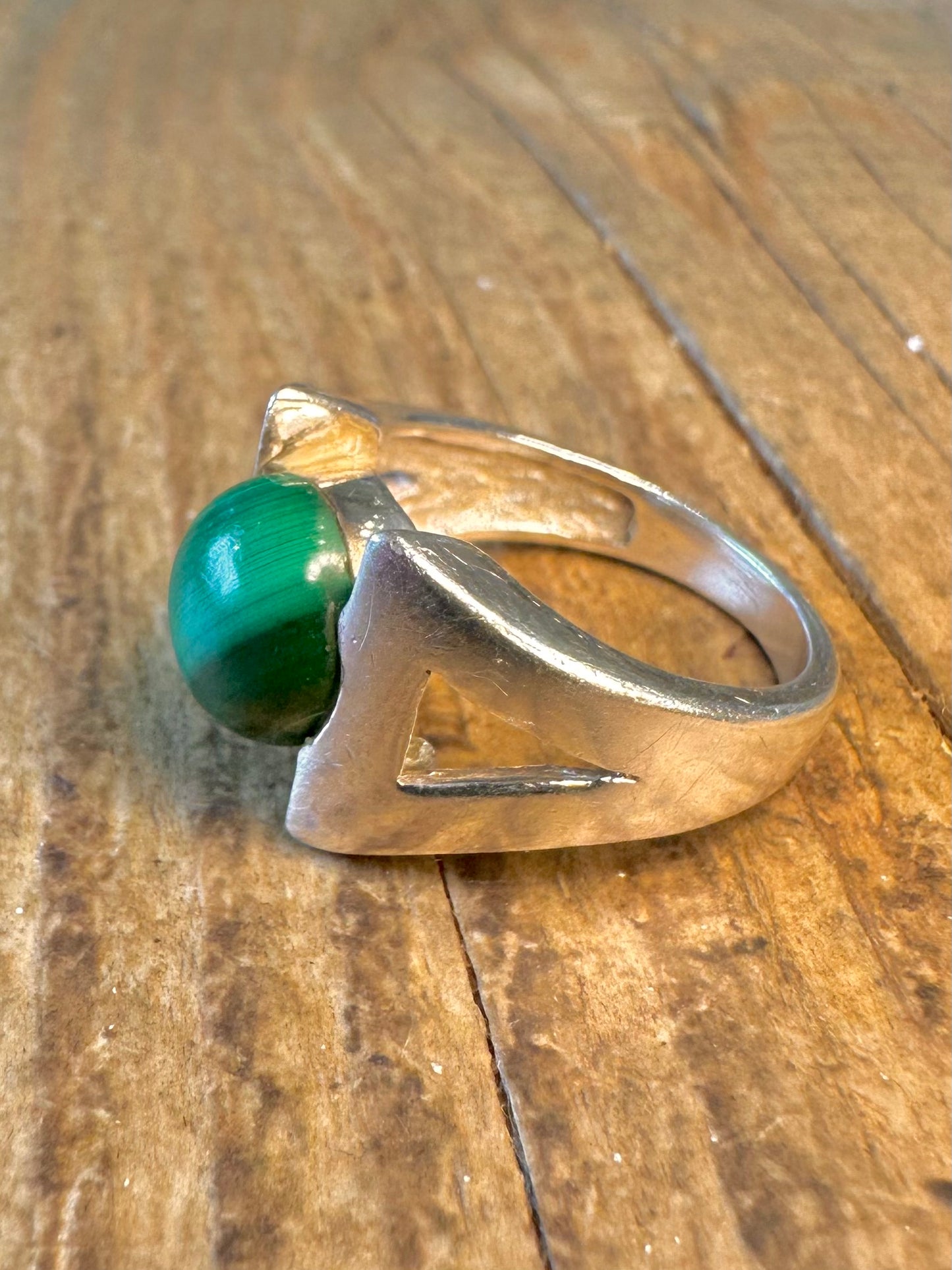 Abstract Malachite 925 Sterling Silver Size O1/2 Ring