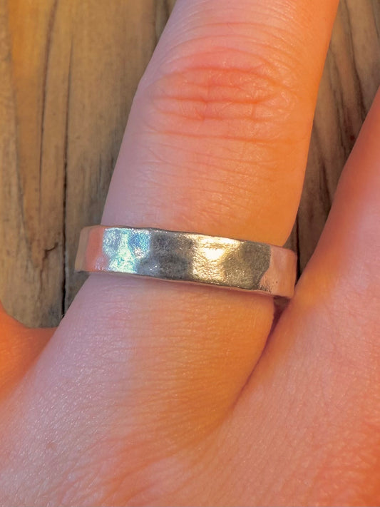 Hammered Band 925 Sterling Silver Size S Ring
