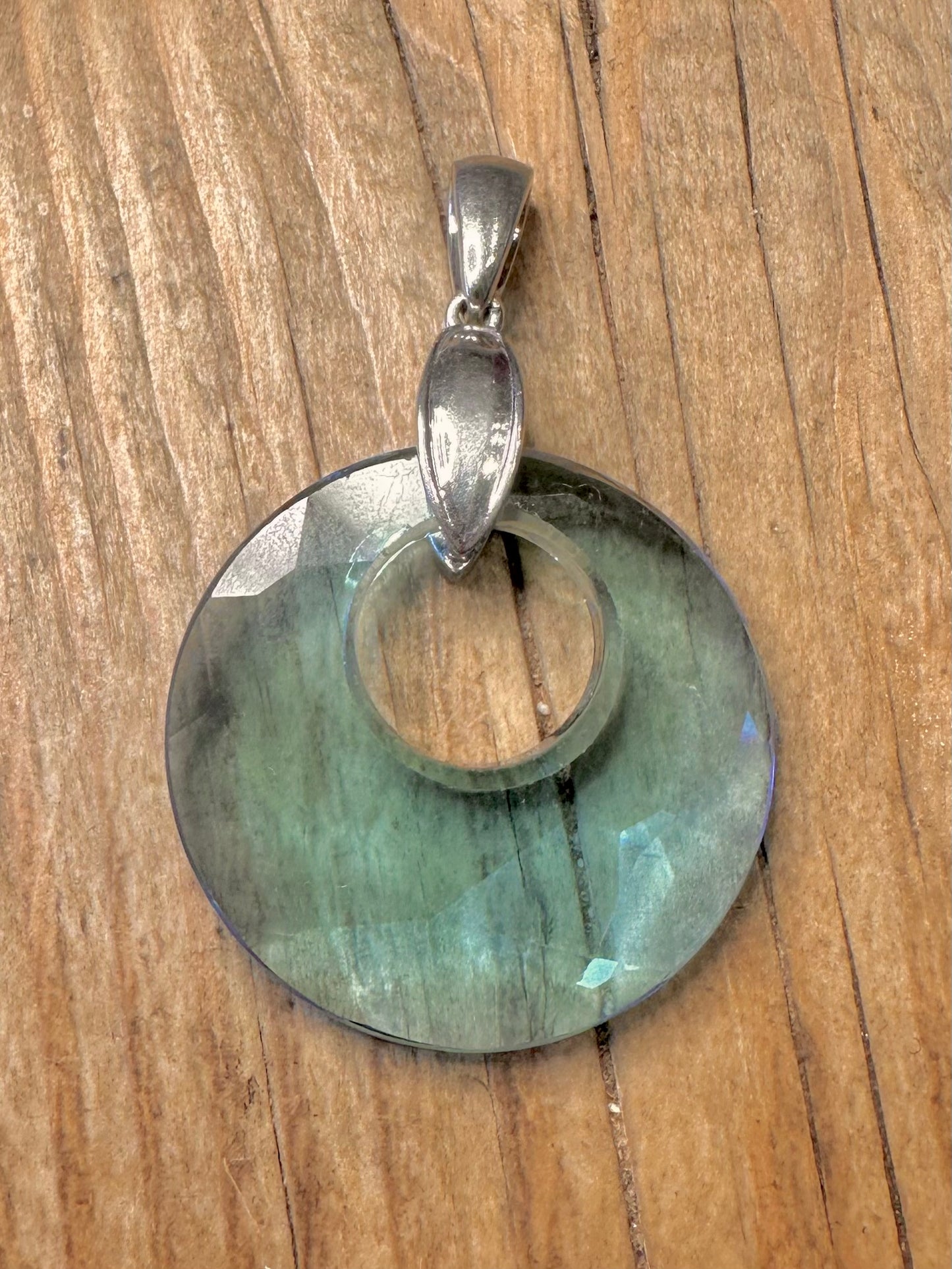 Moderner klarer blauer Kreis-Anhänger aus 925er Sterlingsilber
