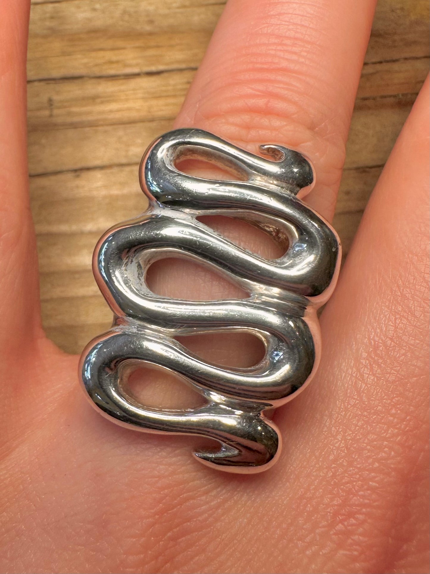 Moderner 2008 RLM Studio S-Kurve Schlange 925 Sterling Silber Ring Größe Q1/2