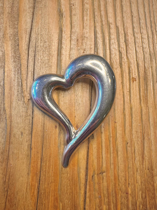Large Abstract Heart 925 Sterling Silver Pendant