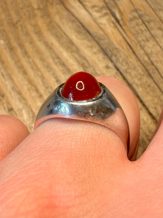 Carnelian 1978 Signet 925 Sterling Silver Size P Ring