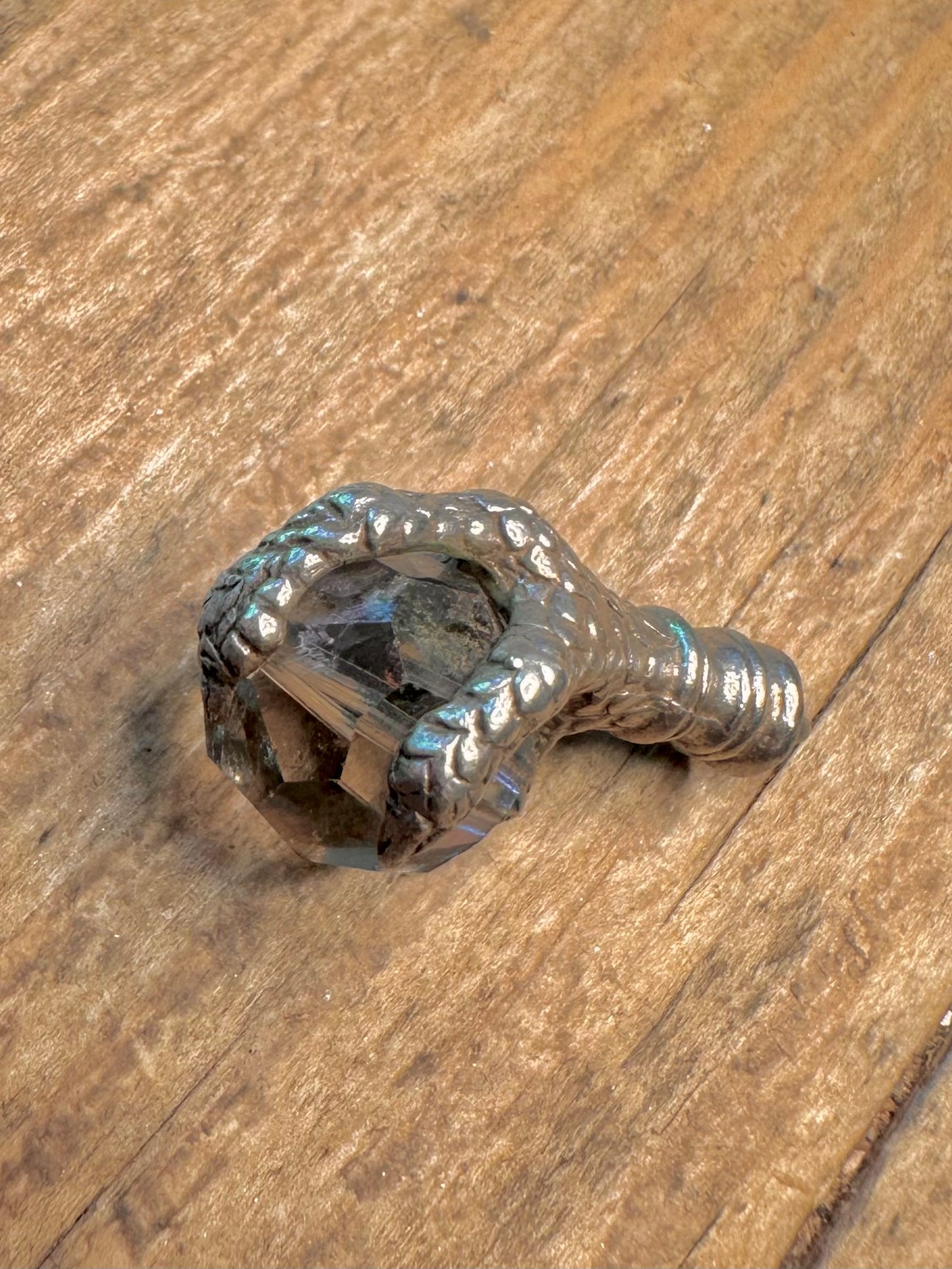 Talon Claw with Crystal Textured 925 Sterling Silver Charm Pendant