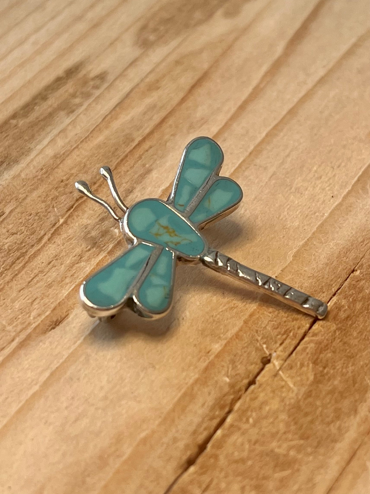 Turquoise Dragon Fly 925 Mexico Sterling Silver Brooch