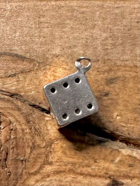 Vintage Dice 925 Silver Charm Pendant
