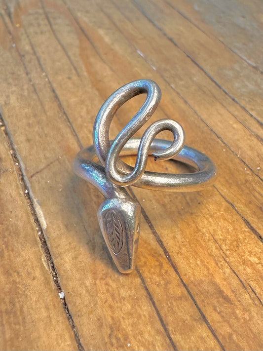 Coiled Snake 925 Sterling Silver Size M Ring