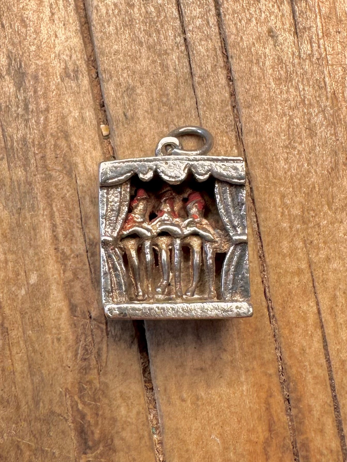 Mechanical Can Can Dancers 925 Sterling Silver Charm Pendant